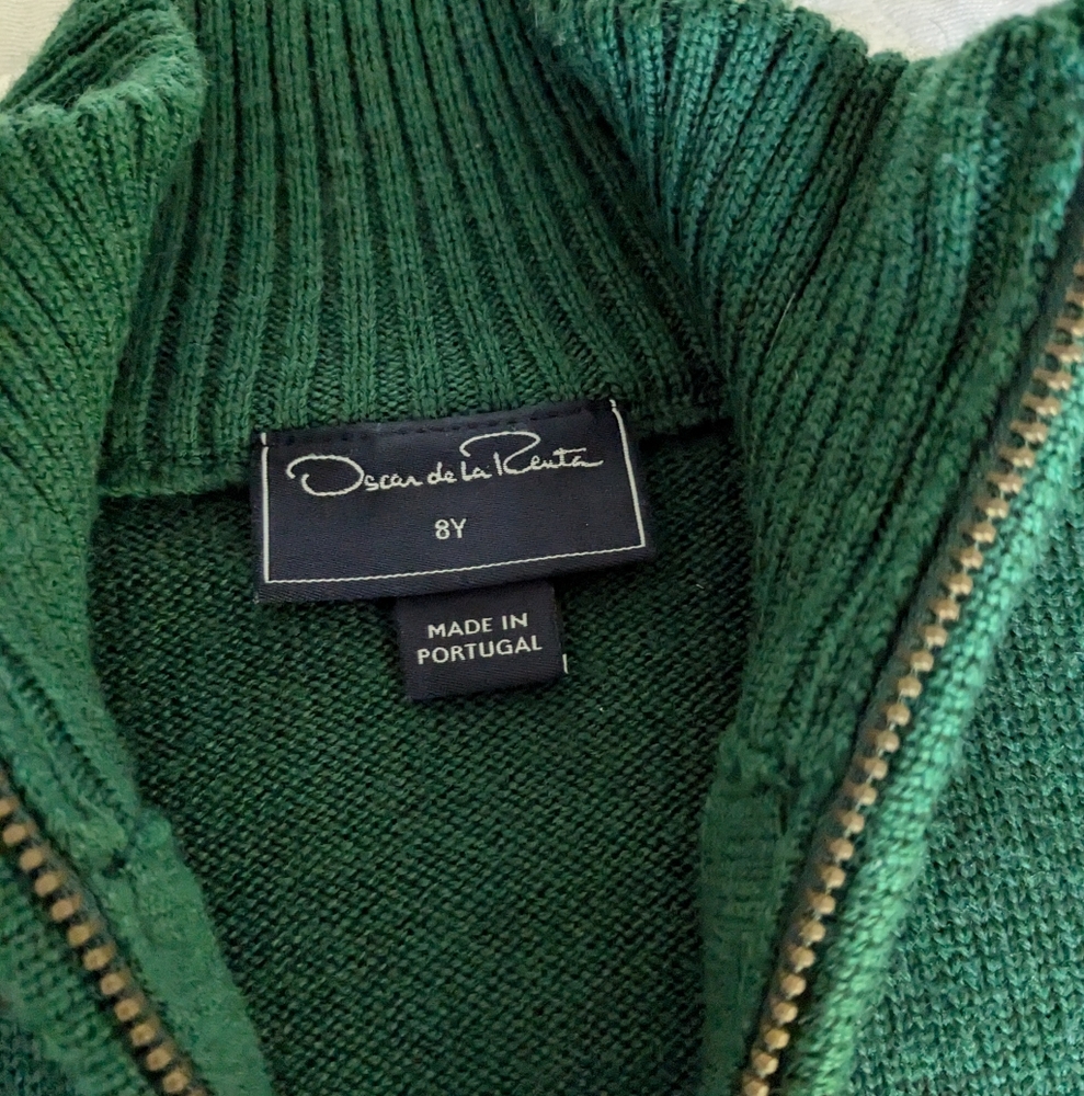 Kids Oscar de la Renta Merino Wool sweater size 8y Forest Green